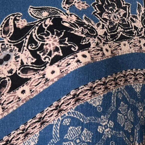 Free People Changing Times Loose Boho Tunic Open Back  Blue Spring Top Blouse S - Picture 8 of 9